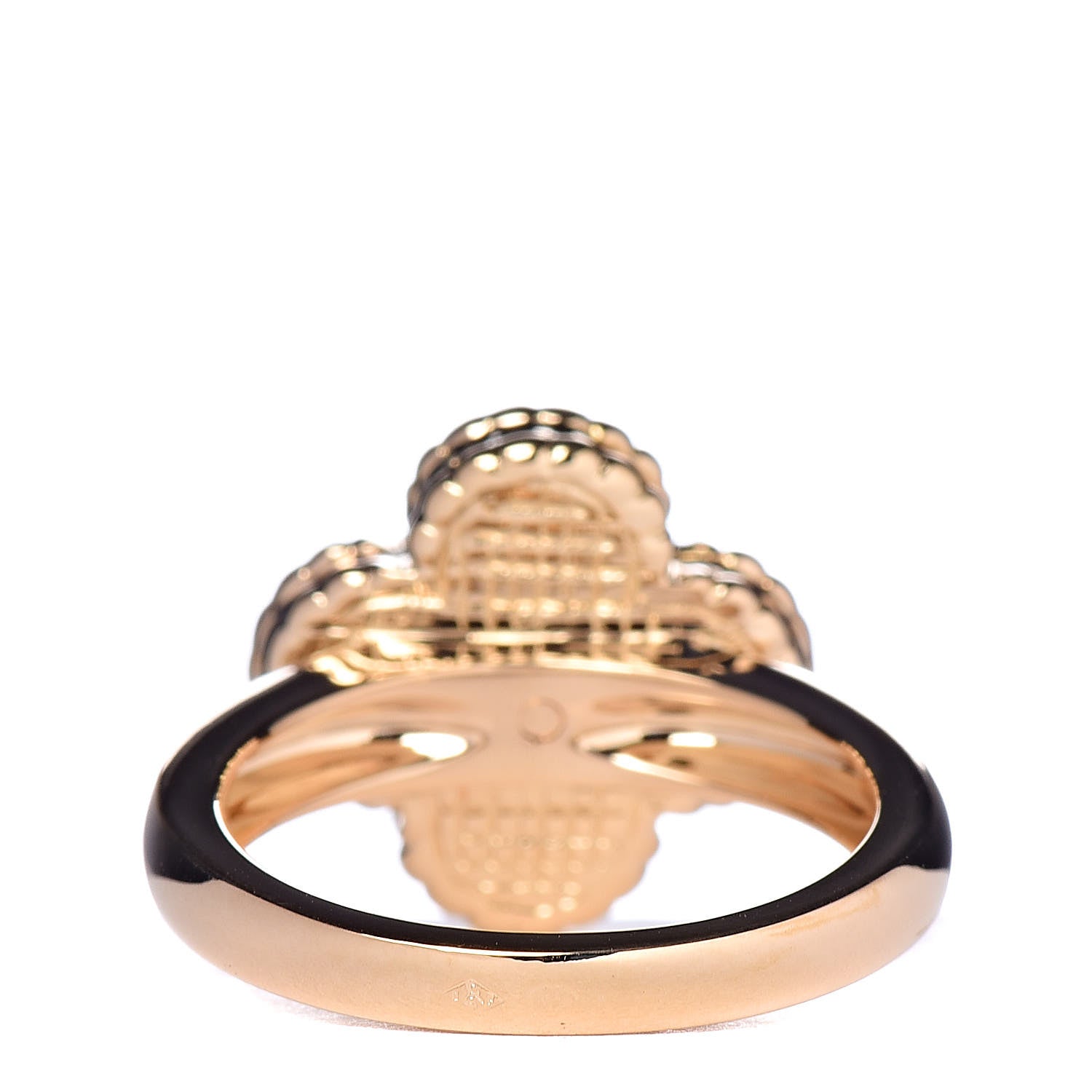 Van Cleef & Arpels 18K Yellow Gold Diamond Tiger's Eye Vintage Alhambra Ring 50 5.25 4 of 5
