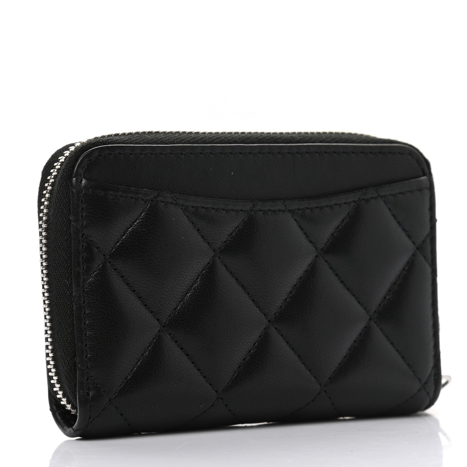 Chanel Lambskin Quilted Zip Coin Purse Black 3 of 7