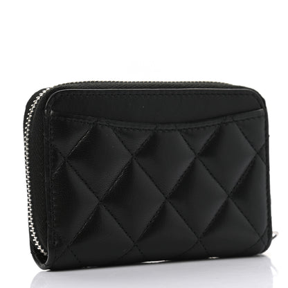 Chanel Lambskin Quilted Zip Coin Purse Black 3 of 7