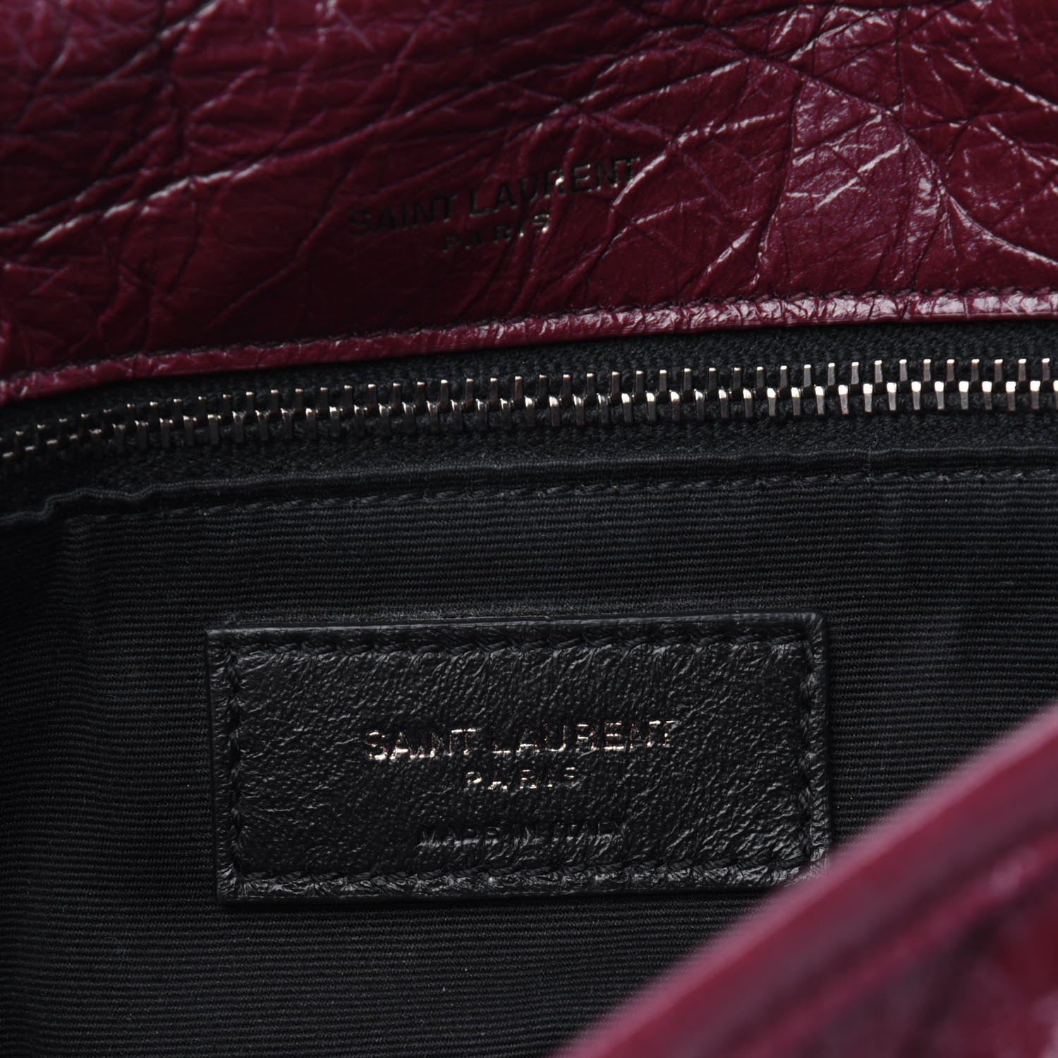 Saint Laurent Crinkled Calfskin Matelasse Monogram Medium Niki Chain Satchel Burgundy 6 of 17