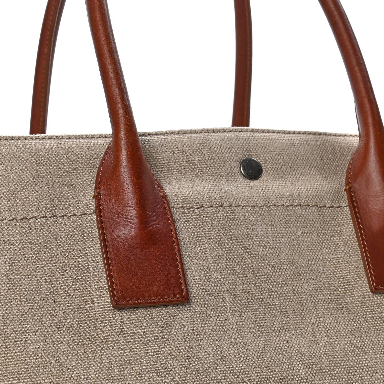 Saint Laurent Linen Calfskin Rive Gauche Tote Tan 10 of 17