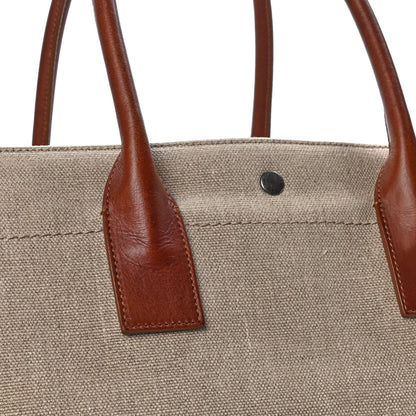 Saint Laurent Linen Calfskin Rive Gauche Tote Tan 10 of 17