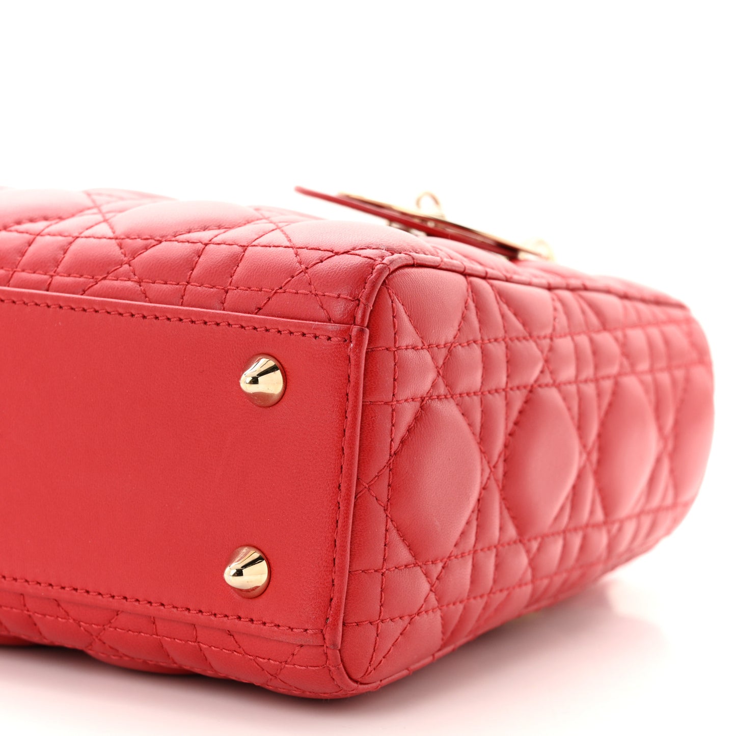 Lambskin Cannage Small Lucky Badges My Lady Dior Red