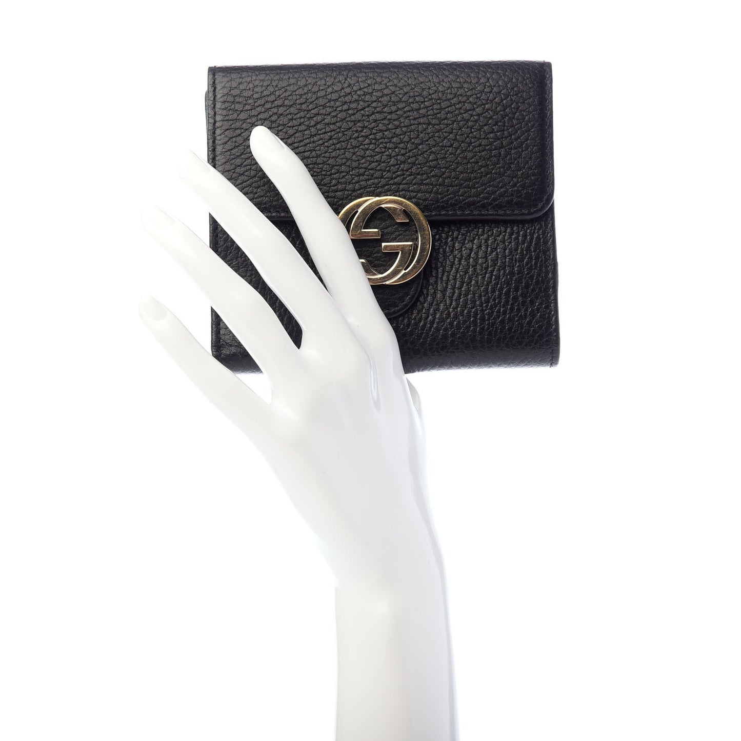 Dollar Calfskin Interlocking G French Wallet Black