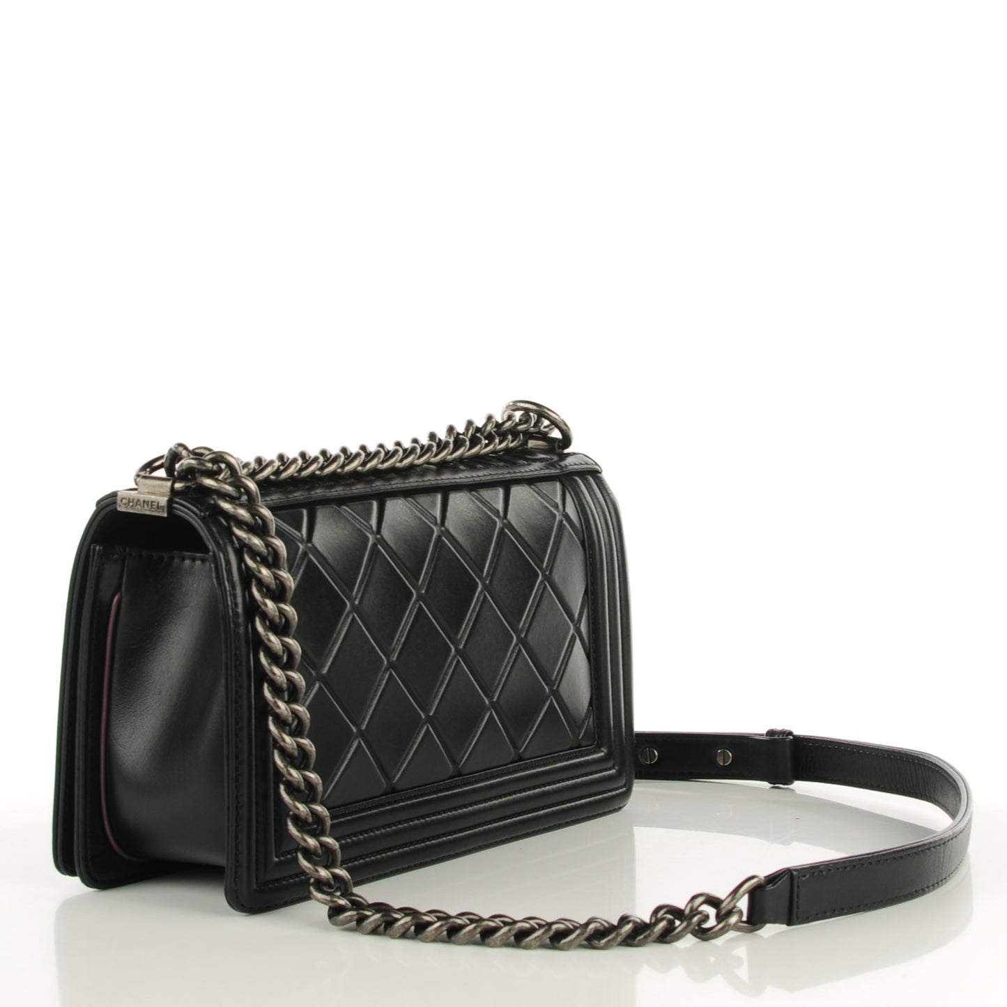Calfskin Embossed Medium Paris Salzburg Boy Flap Black
