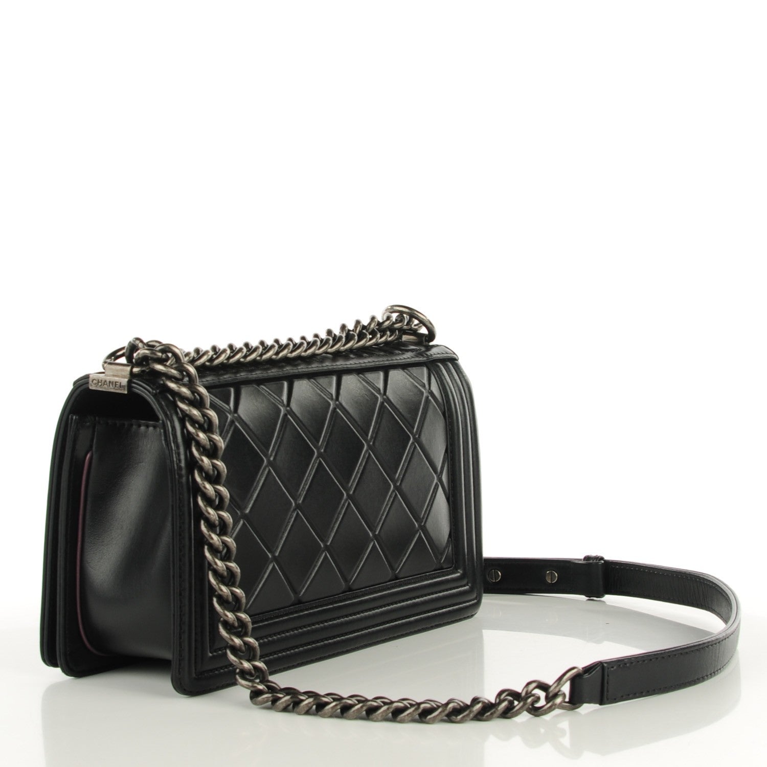 Chanel Calfskin Embossed Medium Paris Salzburg Boy Flap Black 3 of 9