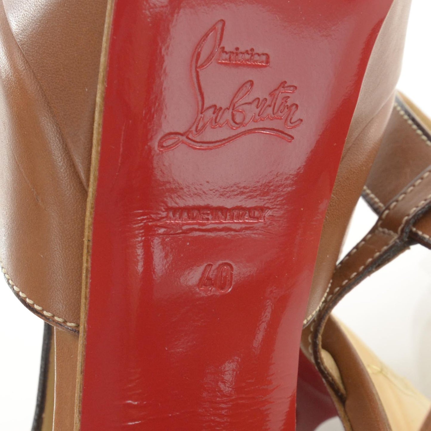 Leather Volnay 140 Platform Sandals Heels 40 Tan