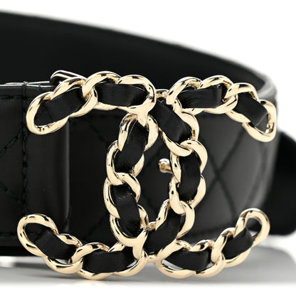 Chanel Calfskin Quilted CC Chain Belt 80 32 Black 6 of 7