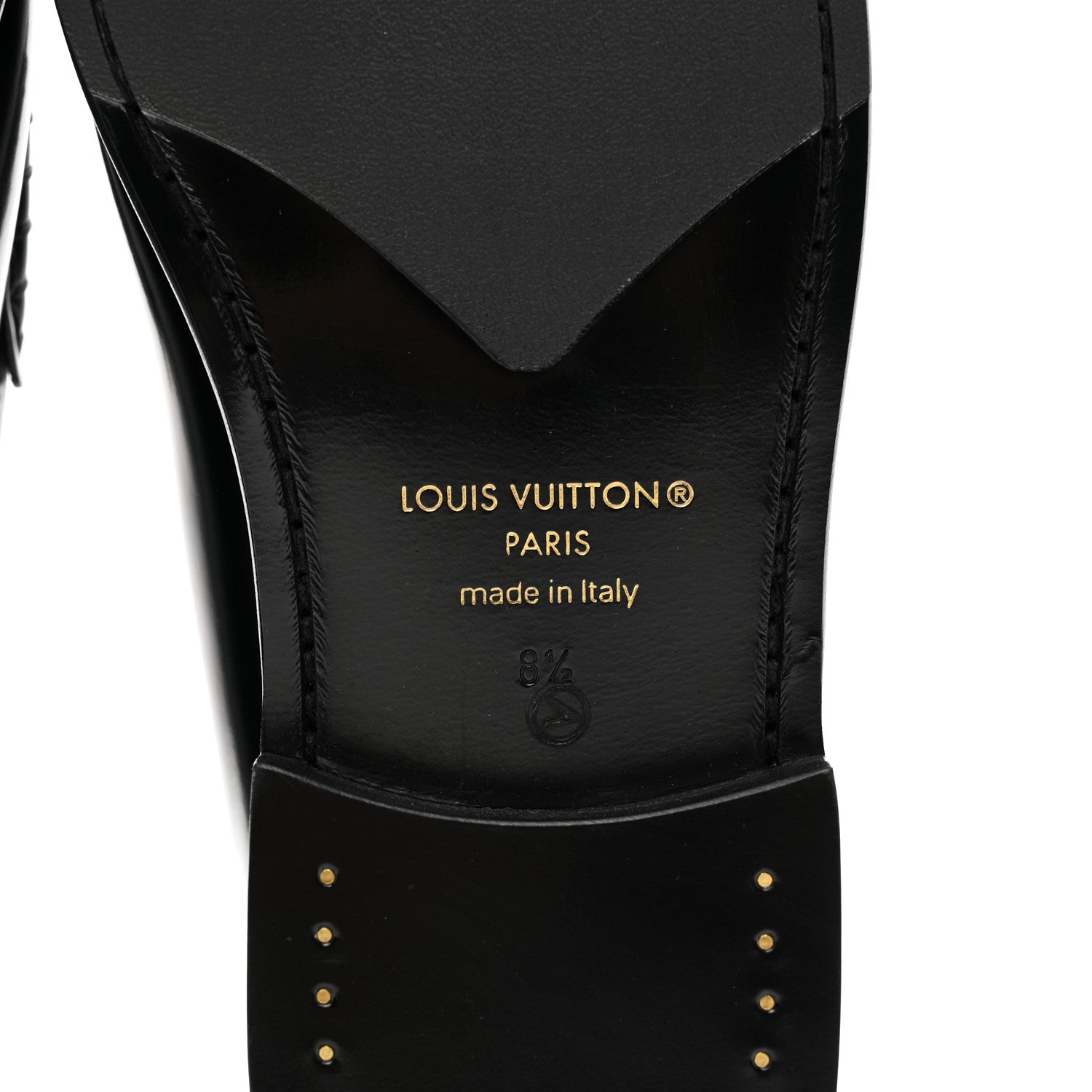 Louis Vuitton Glazed Calfskin Mens Louis Loafers 8.5 Black 6 of 8