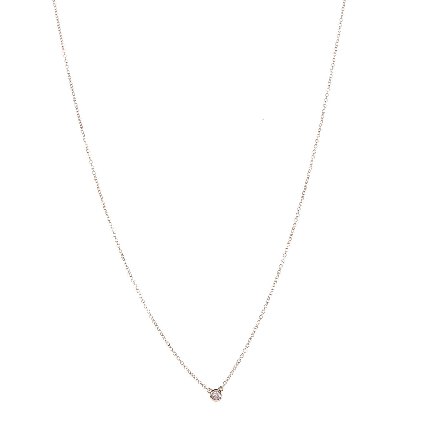 18K Rose Gold Diamond .05ct Elsa Peretti Diamonds by the Yard Pendant Necklace