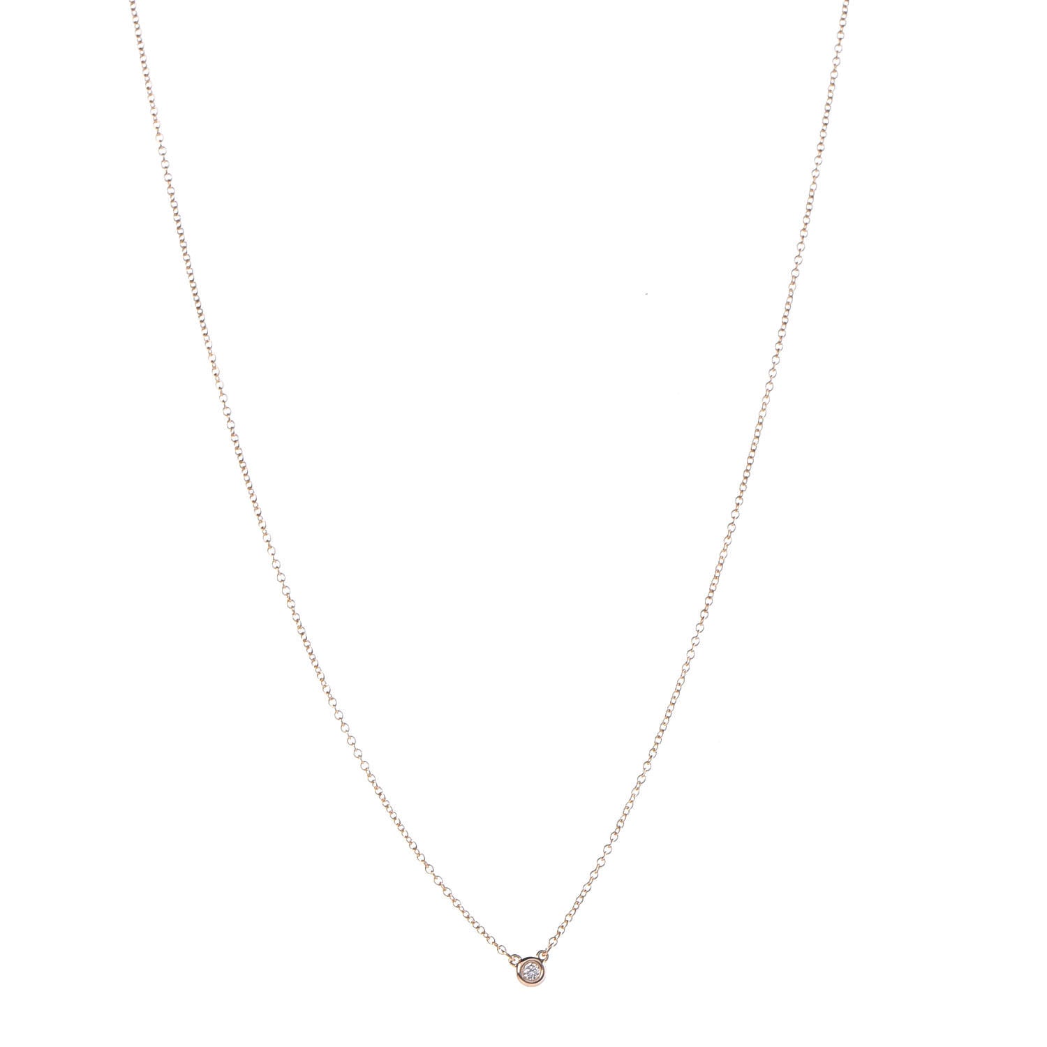 Tiffany 18K Rose Gold Diamond .05ct Elsa Peretti Diamonds by the Yard Pendant Necklace 1 of 9