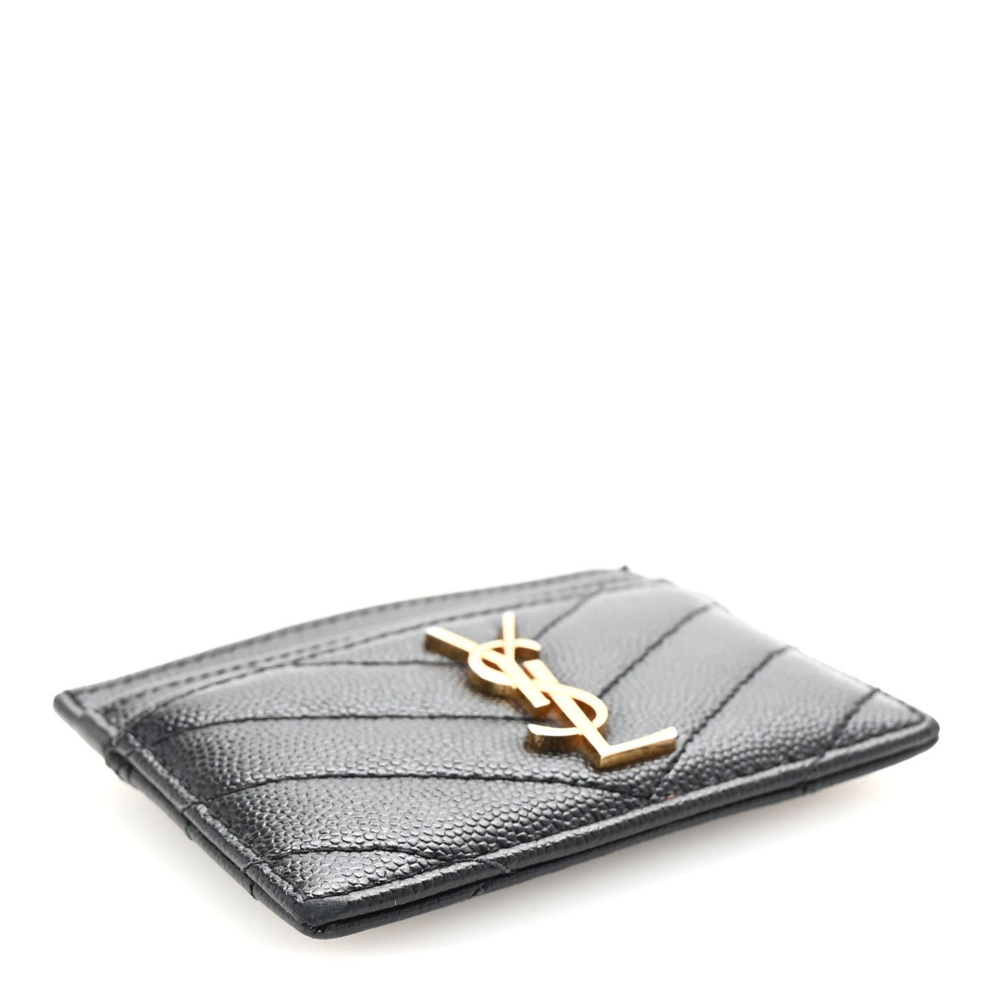 Grain De Poudre Matelasse Chevron Monogram Credit Card Case Black
