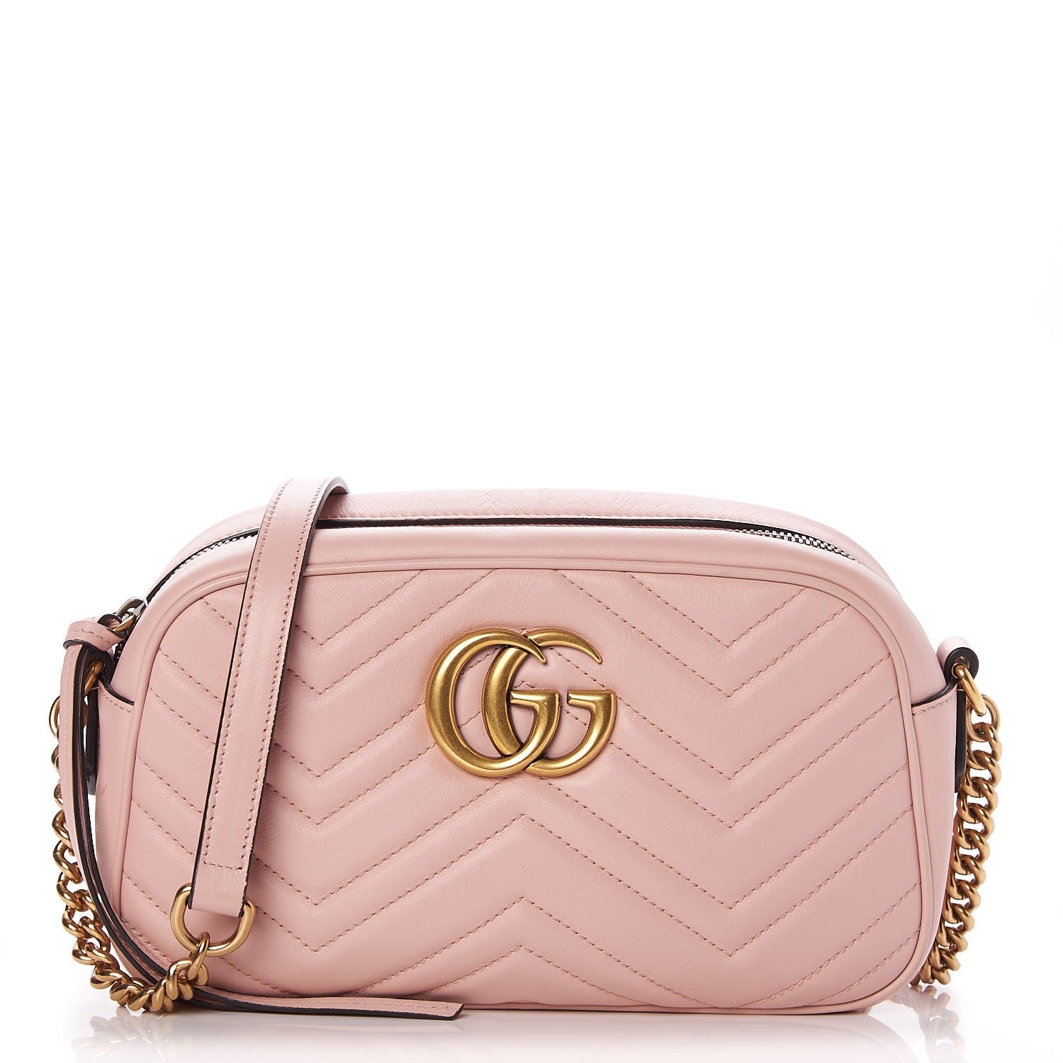 Gucci Calfskin Matelasse Small GG Marmont Chain Shoulder Bag Perfect Pink 1 of 8