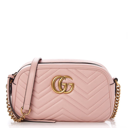 Gucci Calfskin Matelasse Small GG Marmont Chain Shoulder Bag Perfect Pink 1 of 8