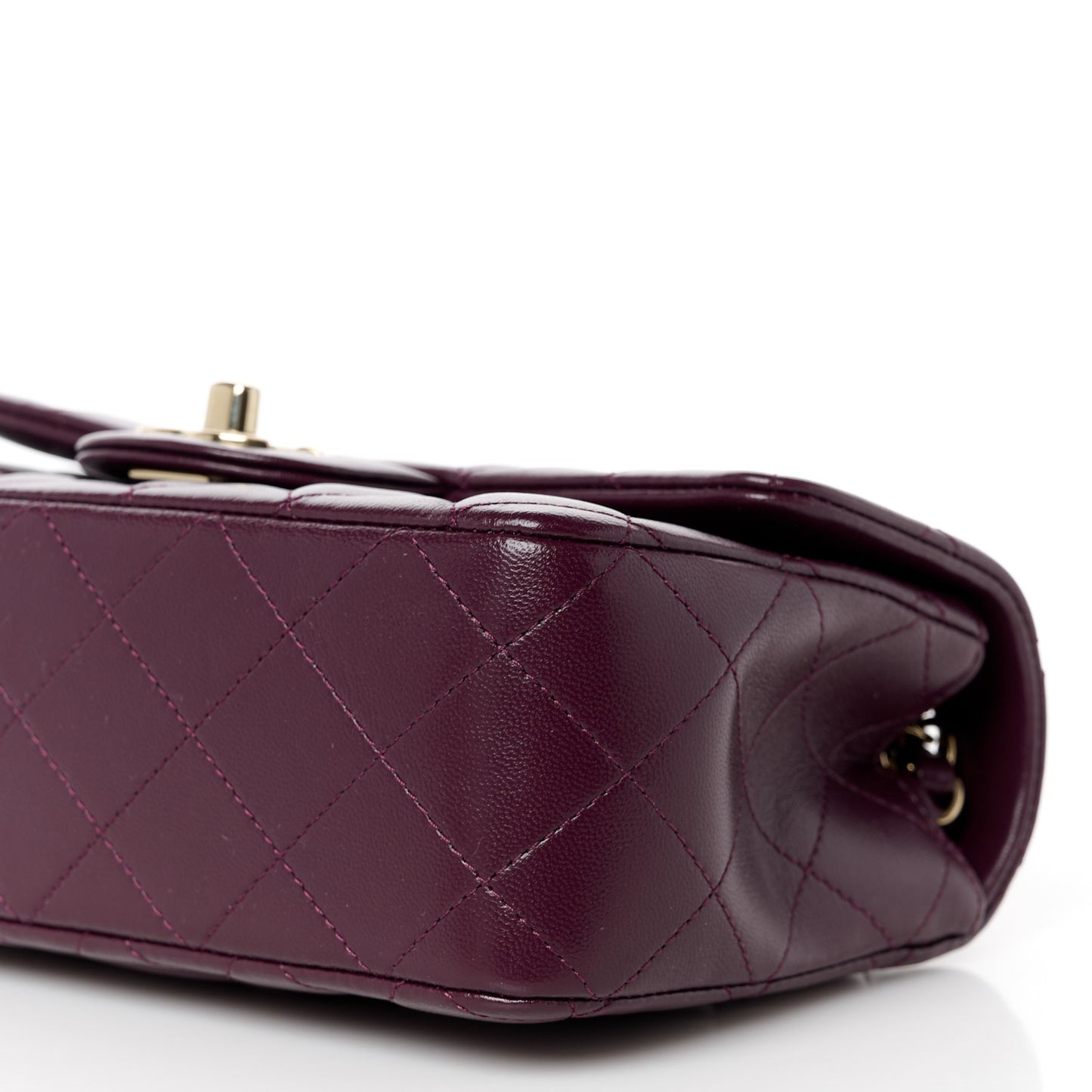 Lambskin Quilted Mini Rectangular Flap Burgundy