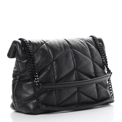 Saint Laurent Lambskin Quilted Medium Loulou Puffer Monogram Chain Satchel Black 3 of 11