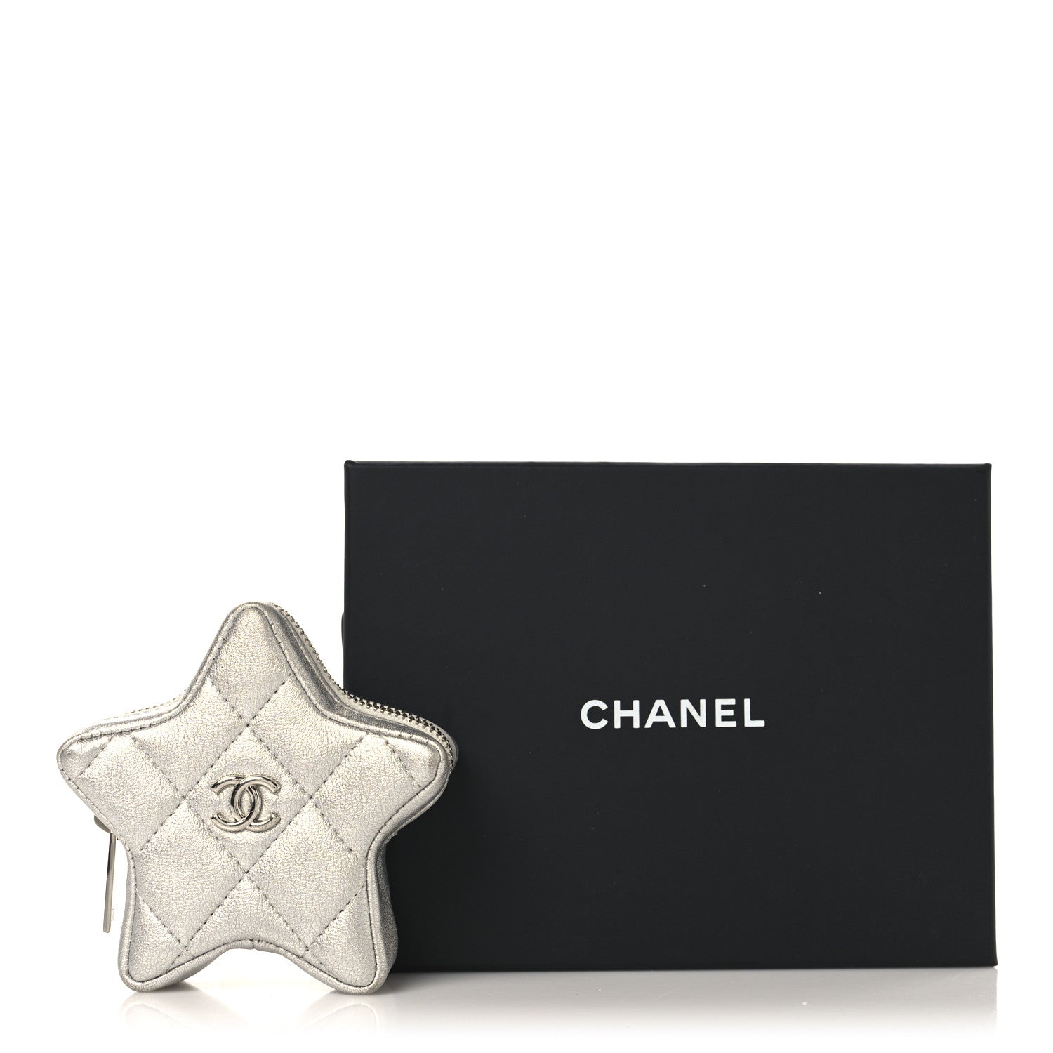 Chanel Metallic Calfskin Quilted Star Charm Silver 9 of 9