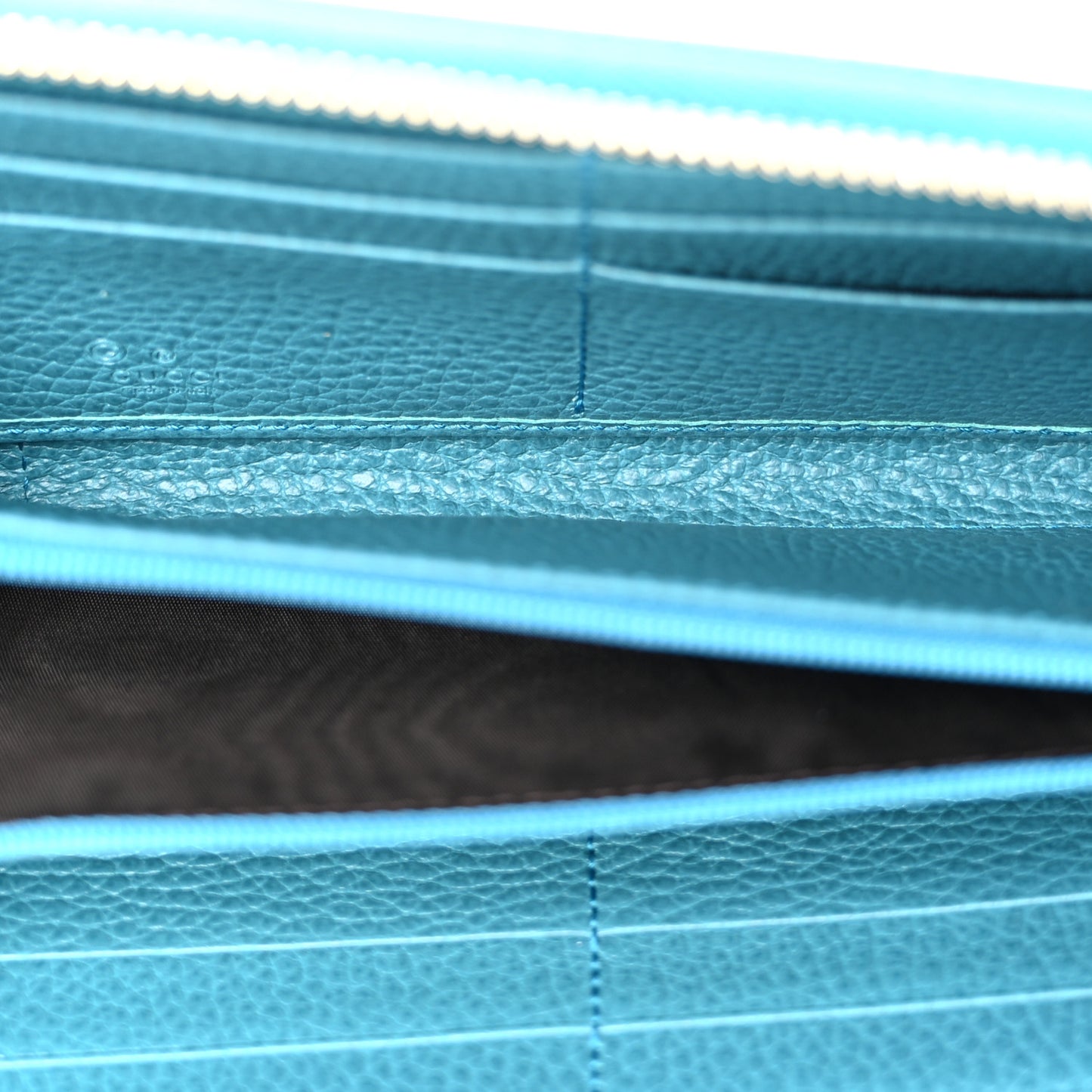 Monogram Dollar Calfskin Zip Around Wallet Beige Ebony Mineral Blue