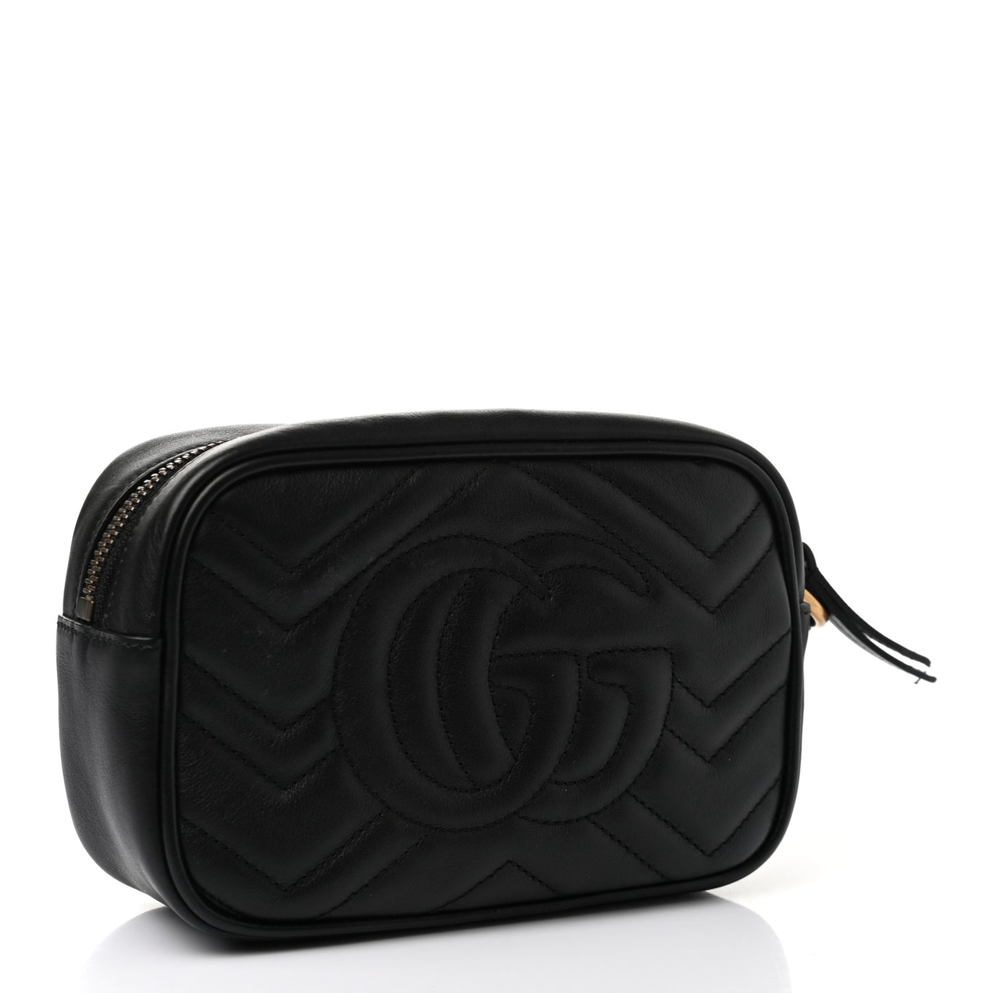 Calfskin Matelasse Mini GG Marmont Wrist Wallet Hibiscus Black