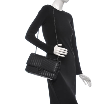 Chanel Sheepskin Chevron Quilted 2.55 Reissue 226 Flap So Black 2 of 8