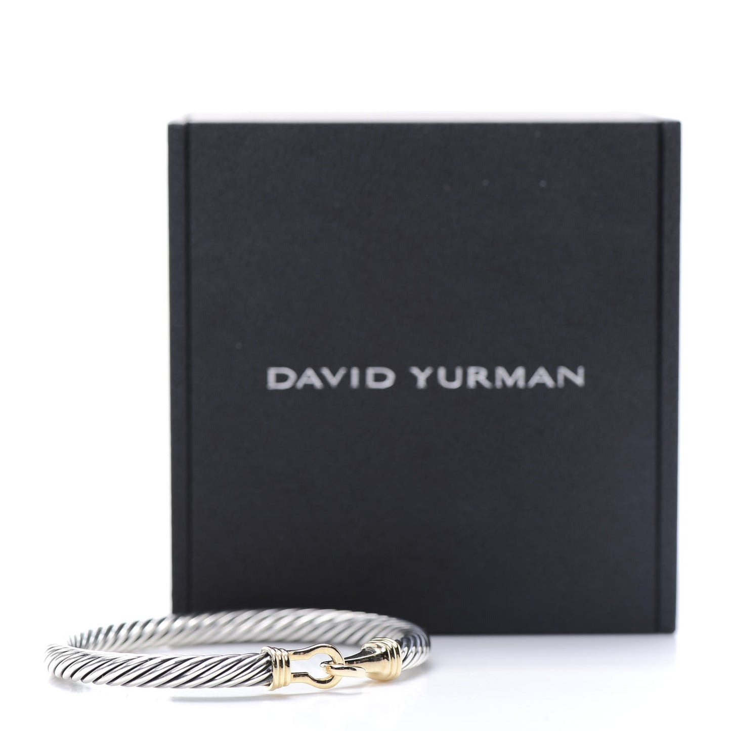 Sterling Silver 14K Yellow Gold 5mm Cable Classic Buckle Bracelet