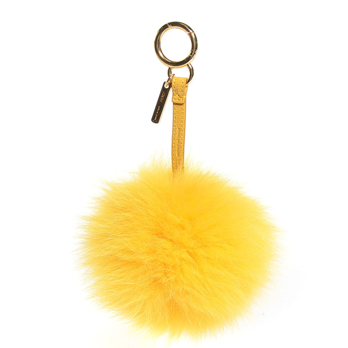Fox Fur Pom Pom Bag Charm Yellow