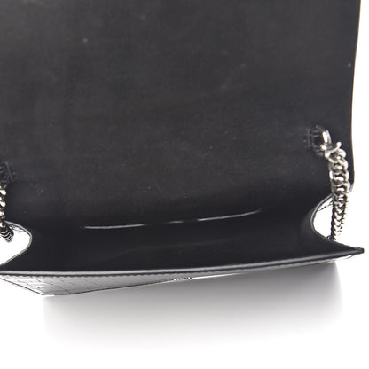 Alexander McQueen Calfskin Crocodile Embossed Skull Mini Crossbody Bag Black 5 of 11