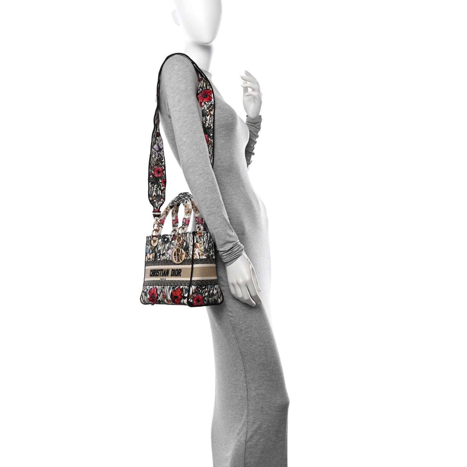 Christian Dior Canvas Embroidered Mille Fleurs Medium Lady D-Lite Multicolor 2 of 12