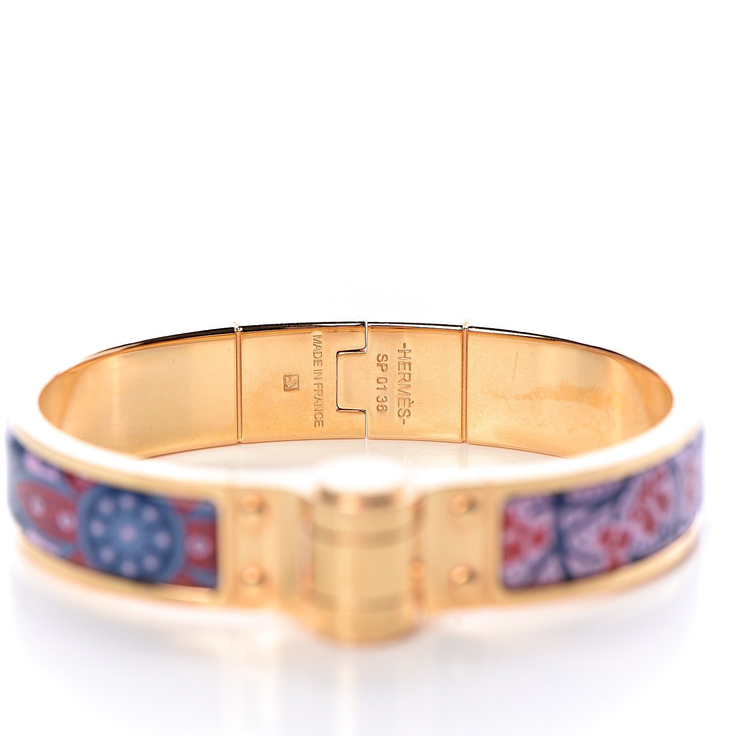 Hermes Enamel Printed Narrow Cachemire Fleuri Hinged Bracelet S Surnaturel 4 of 5
