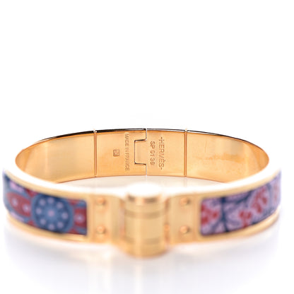 Hermes Enamel Printed Narrow Cachemire Fleuri Hinged Bracelet S Surnaturel 4 of 5