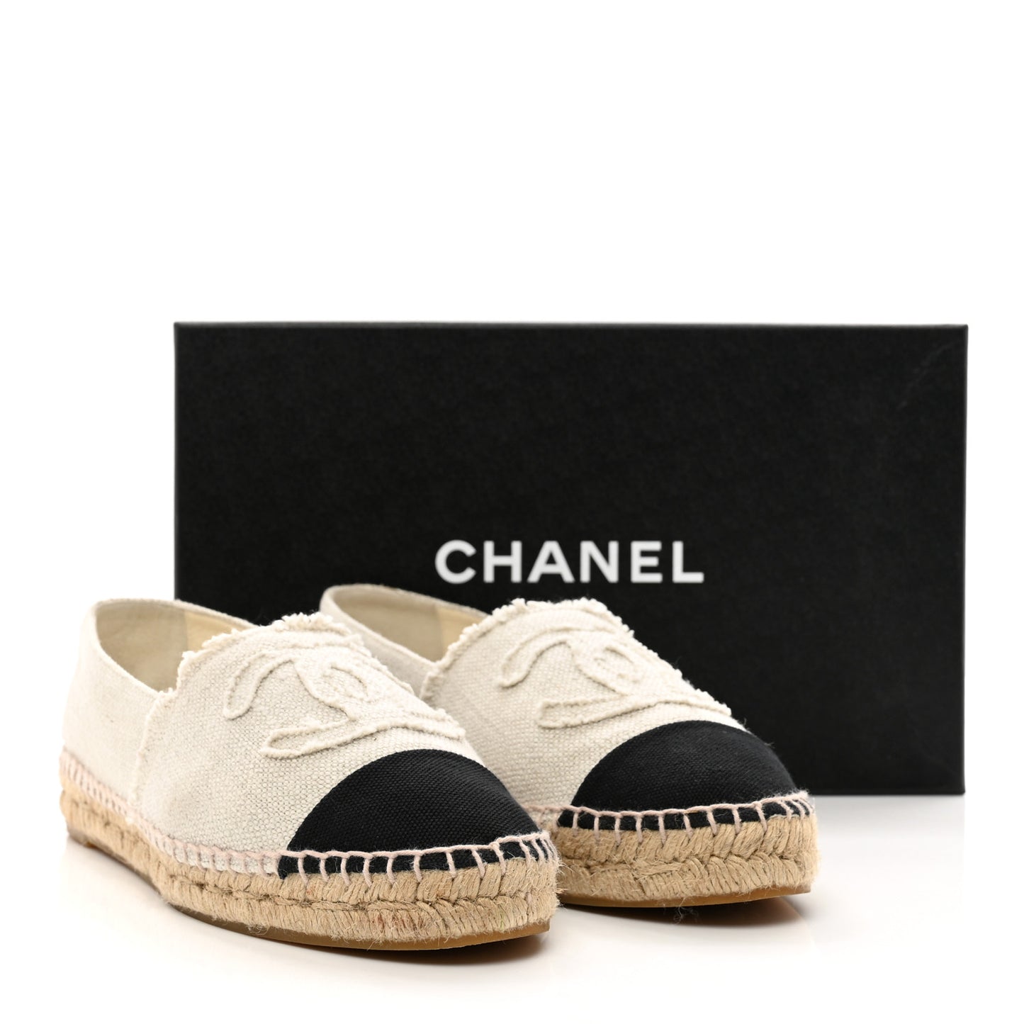 Linen CC Espadrilles 38 Beige Black
