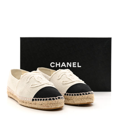 Chanel Linen CC Espadrilles 38 Beige Black 9 of 9