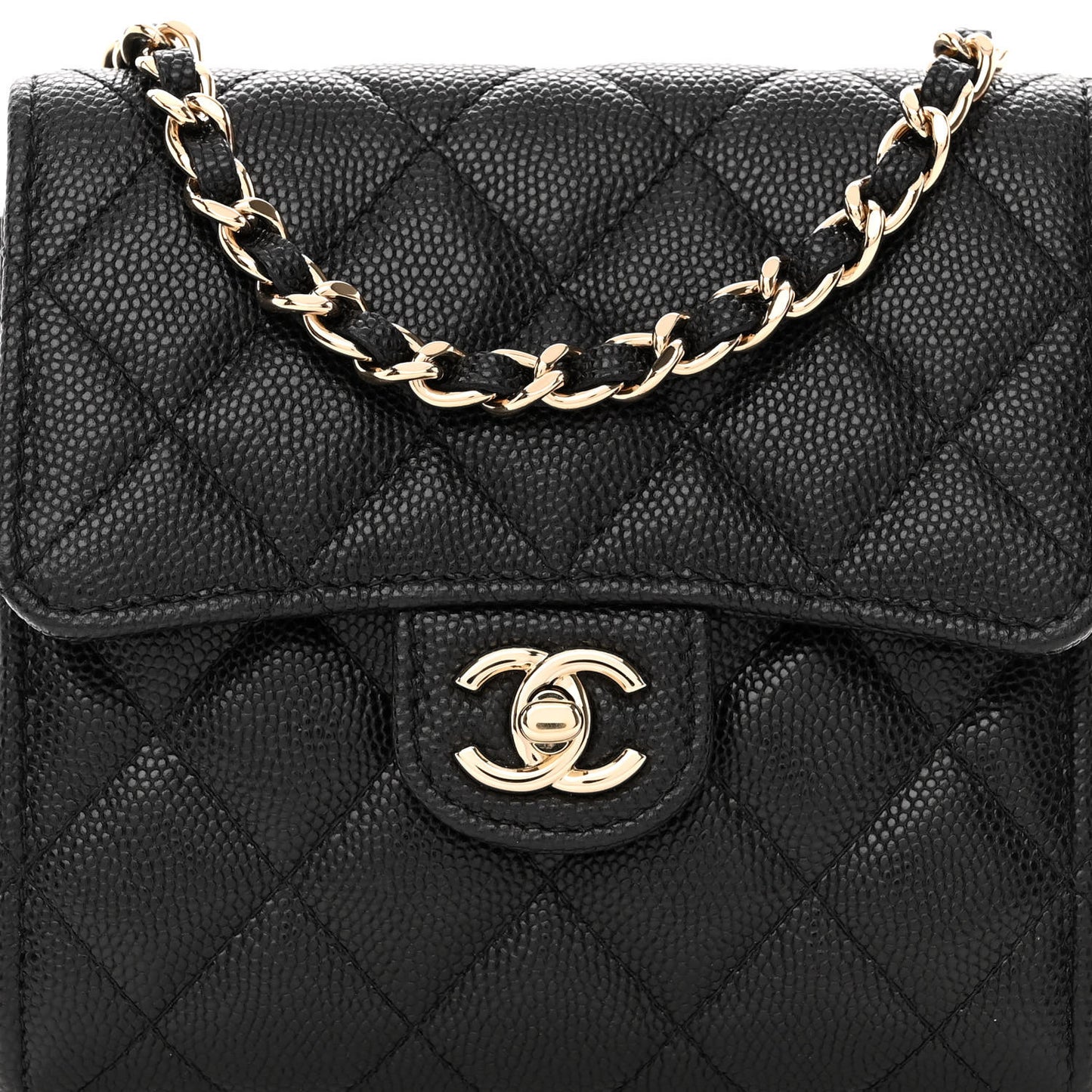 Caviar Quilted Clutch With Chain Bag Black