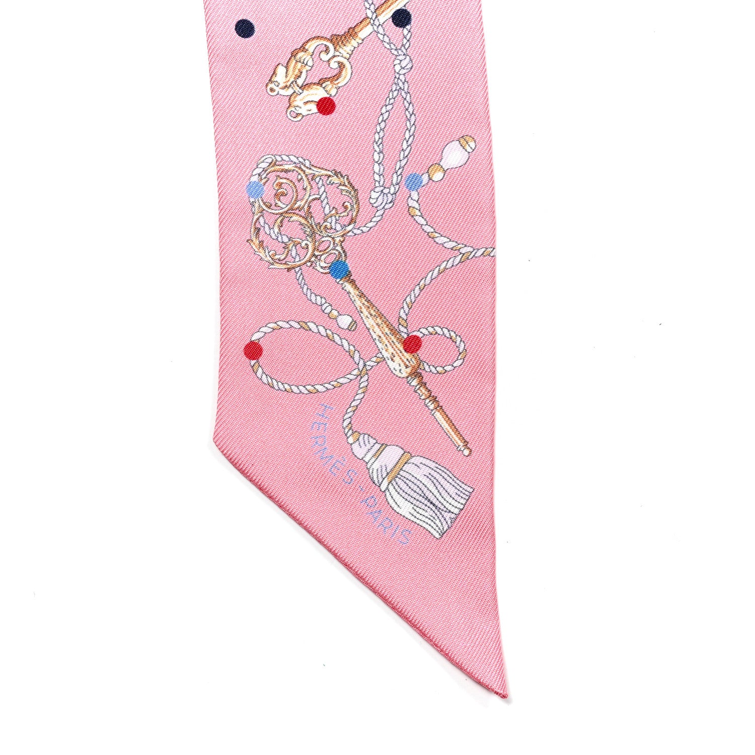 Hermes Silk Les Cles A Pois Twilly Rose Beige Multicolor 2 of 5