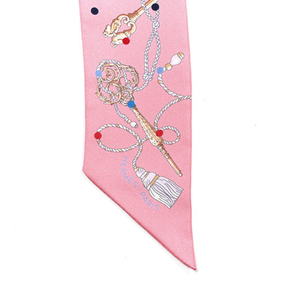 Hermes Silk Les Cles A Pois Twilly Rose Beige Multicolor 2 of 5