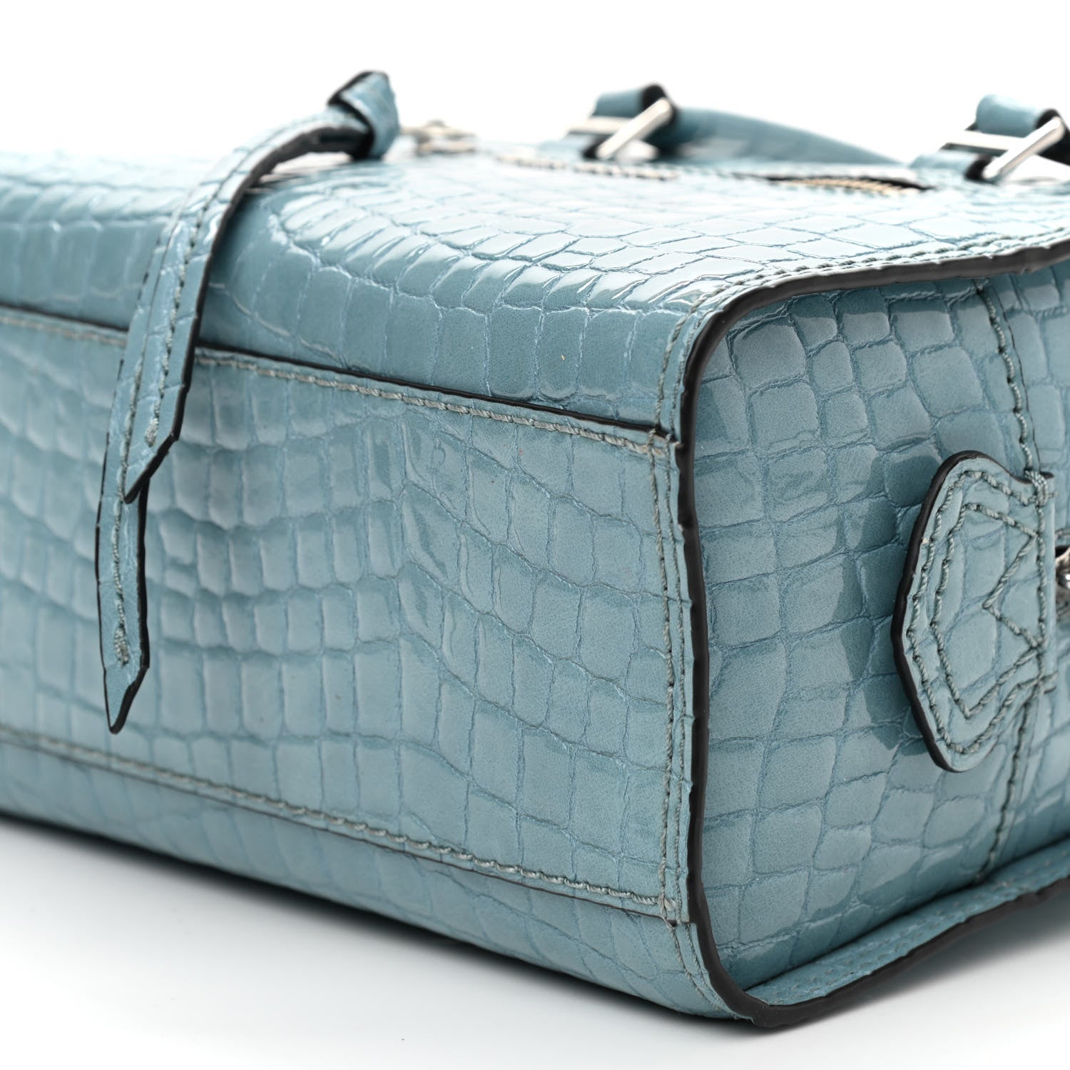 Marc Jacobs Calfskin Crocodile Embossed Stone Blue 9 of 9