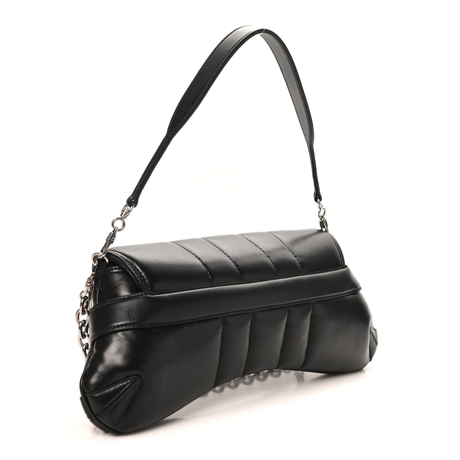 Gucci Nappa Vertical Matelasse Medium Maxi Horsebit Chain Shoulder Bag Black 3 of 11