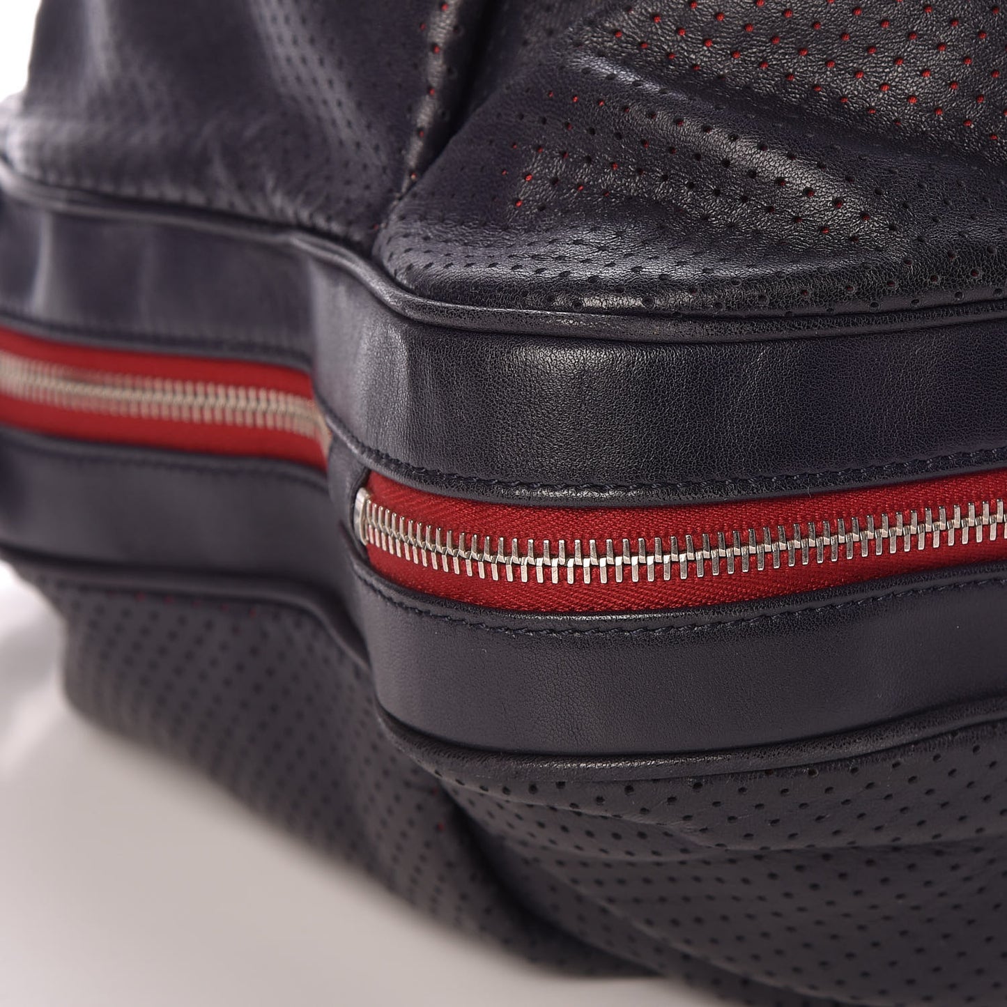 Lambskin Perforated Baseball Spirit Ligne Bag Navy
