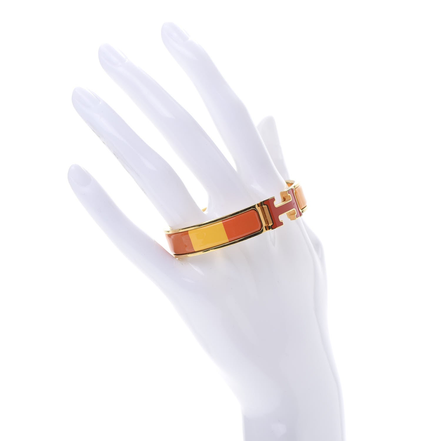 Hermes Enamel Narrow Clic Clac H Bracelet PM Rainbow Orange 2 of 5