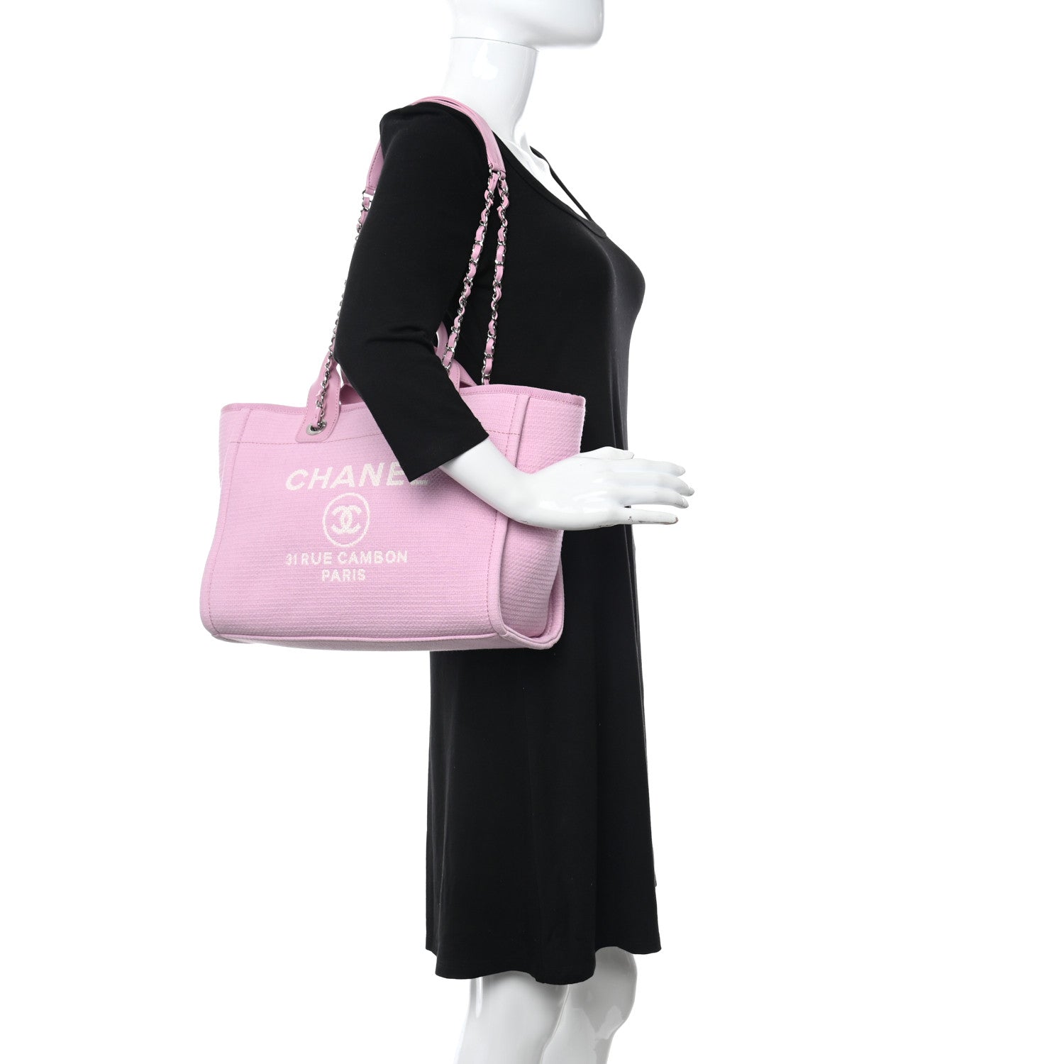 Chanel Mixed Fibers Small Deauville Tote Dark Pink 2 of 10