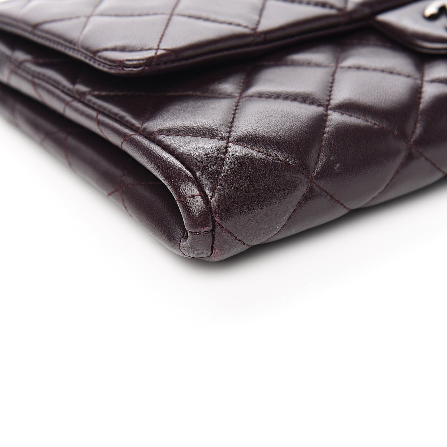 Lambskin Quilted Clutch With Chain Flap Burgundy