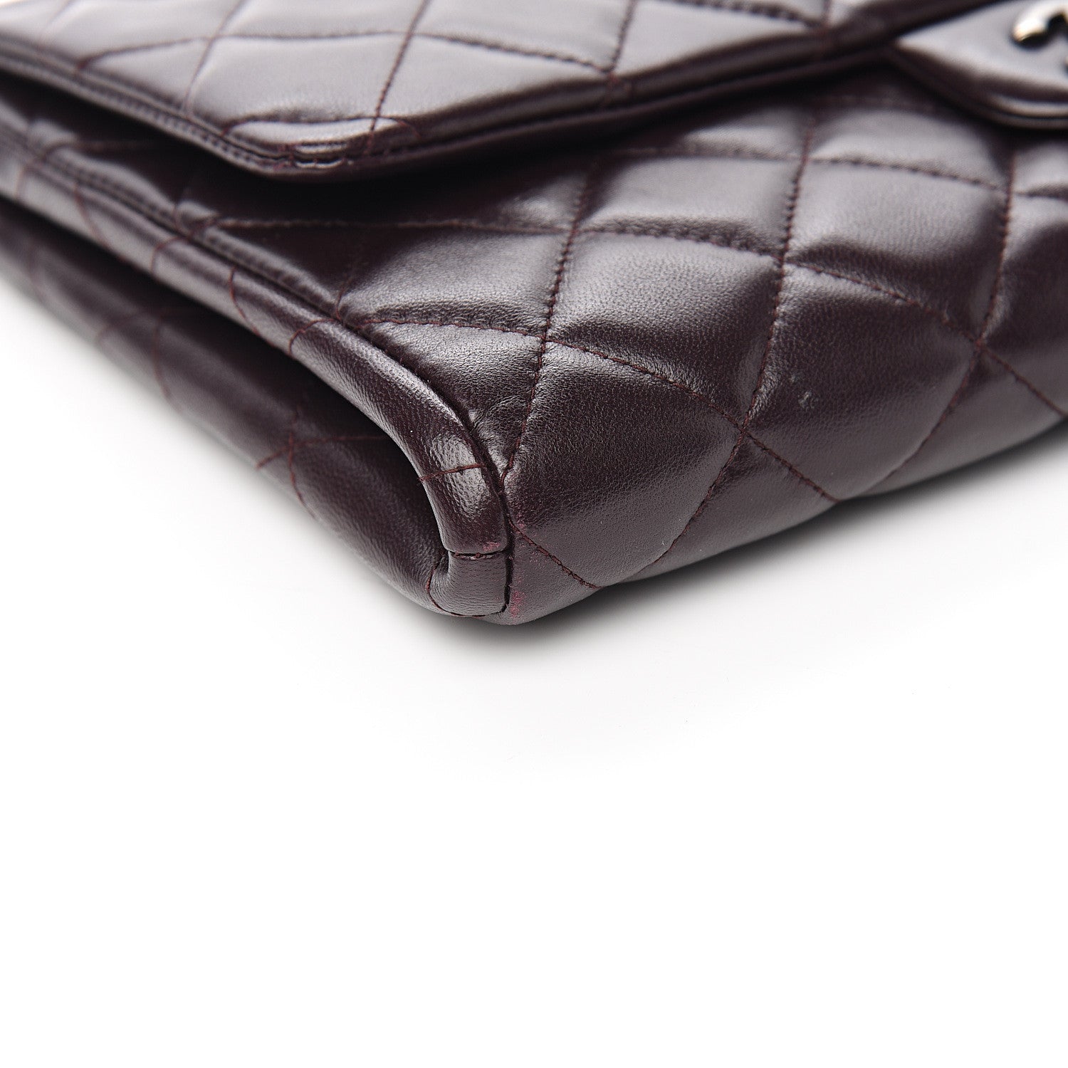 Chanel Lambskin Quilted Clutch With Chain Flap Burgundy 7 of 9