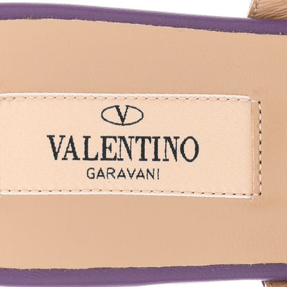 Valentino Garavani Nappa Rockstud Caged Flat Slide Sandals 36 Indian Violet 8 of 10