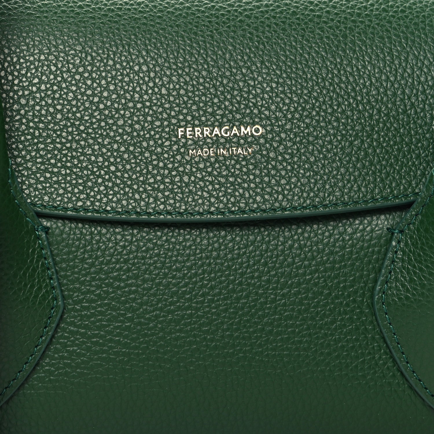 Salvatore Ferragamo Hammered Calfskin Small Firenze East West Tote Bag Forest Green 8 of 10