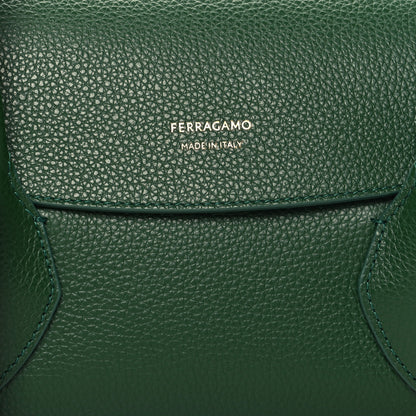 Salvatore Ferragamo Hammered Calfskin Small Firenze East West Tote Bag Forest Green 8 of 10