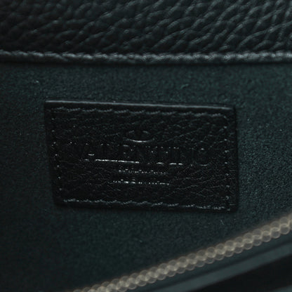 Valentino Garavani Pebbled Calfskin Rockstud Wallet on Chain Black 6 of 9