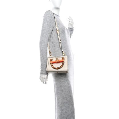Gucci Wonka Grain Calfskin Mini Diana Tote Bag Mystic White Orange Fluo 2 of 11