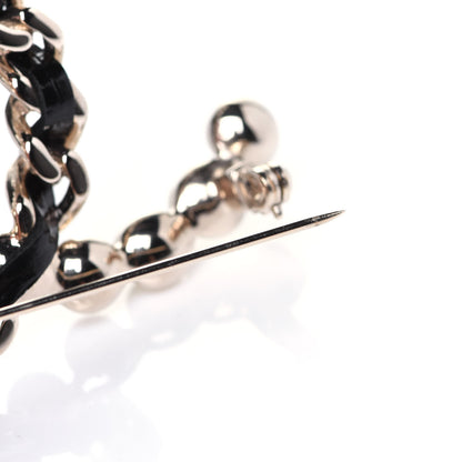 Chanel Lambskin Pearl CC Chain Brooch Black Gold 7 of 9