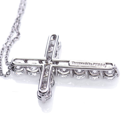 Tiffany Platinum Diamond Large Cross Pendant Necklace 5 of 7