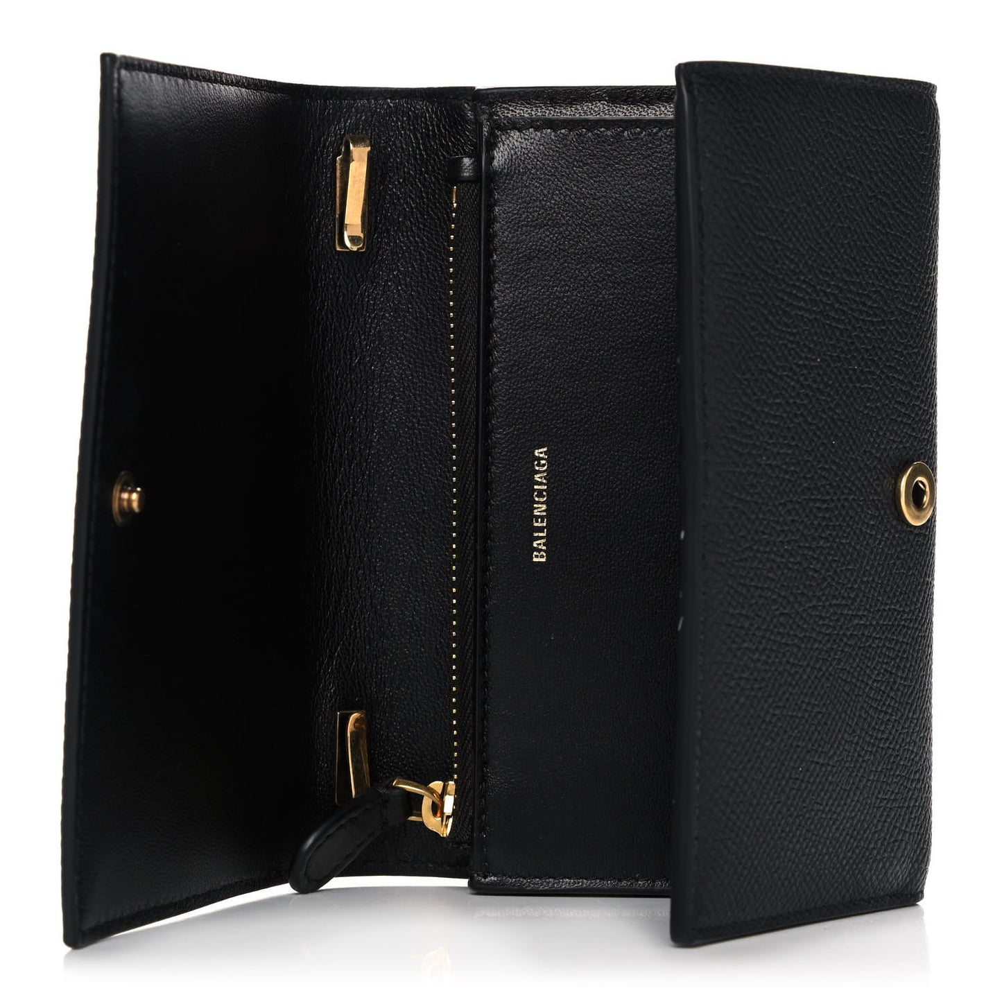 Grained Calfskin Ville Wallet on Chain Black